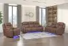 New Classic U5862-25P2-BRN Carrow - Loveseat With Power Headrest, Footrest & Cooler, Massage, Stereo - Brown