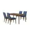 New Classic 40-7185BB-D4C Maggie - Dining Table With 4 Blue Chairs - Dark Brown