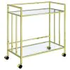 CoasterEssence 181381 Cara - 2-Tier Rectangular Glass Shelf Metal Bar Cart - Brass