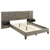 Coaster Fine Furniture 300833Q Marley - Upholstered Queen Platform Bed With Headboard Panels - Light Brown And Walnut
