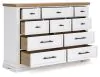 Benchcraft® B844/31/36/58/56S/94/93(2) Benchcraft® B844/31/36/58/56S/94/93(2) Ashbryn - 7 Pc. - Dresser, Mirror, California King Panel Storage Bed, 2 Nightstands - White / Natural