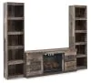 Ashley Furniture EW0200W10 Derekson - 3-Piece Entertainment Center With Electric Fireplace - Multi Gray