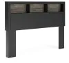 Ashley Furniture PCB1118-165 Broachmyn - Lighted Queen Bookcase Headboard - Black / Gray