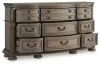 Ashley Furniture B944/31/36/46/58/56/97/93(2) Ashley Furniture B944/31/36/46/58/56/97/93(2) Ardenfield - 8 Pc. - Dresser, Mirror, Chest, King Upholstered Sleigh Bed, 2 Nightstands - Light Brown