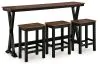 Ashley Furniture D634-113 Wildenauer - Rectangular Dining Room Counter Table Set (Set of 4) - Brown / Black