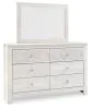 Ashley Furniture B181B8 Paxberry - Dresser, Mirror - Medallion Drawer Pulls - Whitewash