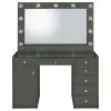 Coaster Fine Furniture 931145 Acena - 7-Drawer Vanity Set With Lighting - Gray High Gloss