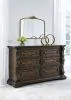 Ashley Furniture B947/31/36/57/54/97/93(2) Ashley Furniture B947/31/36/57/54/97/93(2) Maylee - 7 Pc. - Dresser, Mirror, Queen Upholstered Bed, 2 Nightstands - Dark Brown