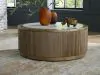 Ashley Furniture T808-8 Camdill - Round Cocktail Table - Light Brown / White