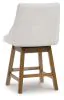 Ashley Furniture D974-324 Cabalynn - Upholstered Swivel Barstool (Set of 2) - Oatmeal / Light Brown