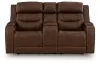 Ashley Furniture PCU1160218A Knightington - Power Reclining Loveseat With Audio Seating - Brown