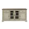 Liberty Furniture 498-TV68 Morgan Creek - Entertainment TV Stand - Antique White / Wirebrushed Tobacco Accents