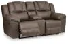 Ashley Furniture PC6450694 Lowilla - Double Reclining Loveseat With Console - Driftwood