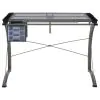 CoasterEveryday 800986 Melo - Glass Top Drafting Table With Storage - Silver