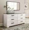 Ashley Furniture EB4121-231 Shawburn - Six Drawer Dresser - Pewter-tone pulls - White / Black / Gray