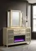 Coaster Fine Furniture 222663FBM Lorient - 8-Drawer LED Flame Box Dresser And Mirror - Ivory Camel