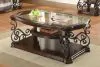 CoasterEssence 702448 Laney - 1-Shelf Glass Top Rectangular Coffee Table - Deep Merlot