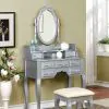 Furniture of America CM-DK6845SV Harriet - Vanity With Stool - Silver