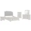 New Classic 00-493W-25C New Classic 00-493W-25C Lyndhurst - 6/0 Western King 5 Piece Bedroom Set (Bed, Dresser, Mirror, Chest, Nightstand) - White