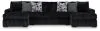 Ashley Furniture 98103/16/34/17/08 Midnight-Madness - 4 Pc. - 3-Piece Sectional With Laf And Raf Corner Chaises, Ottoman - Onyx
