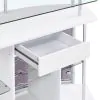 CoasterEssence 182235 Gideon - Curved Glass Top Home Bar Cabinet - White High Gloss