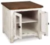 Ashley Furniture T459-3 Wystfield - Rectangular End Table - 2 Doors - White / Brown