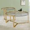 CoasterEssence 930251 Delia - 2 Piece Round Glass Top Nesting Coffee Table - Gold