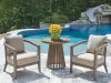 Ashley Furniture PCP310-050 Joy Lagoon - Outdoor Chairs With Cushions/Table (Set of 3) - Beige