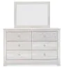 Ashley Furniture B181B8 Paxberry - Dresser, Mirror - Medallion Drawer Pulls - Whitewash
