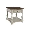 Liberty Furniture 498-OT-O3PCS Morgan Creek - 3 Piece Table Set (1 Round Cocktail 2 End Tables) - Antique White / Wirebrushed Tobacco Accents