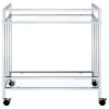 CoasterEssence 181382 Cara - 2-Tier Rectangular Glass Shelf Metal Bar Cart - Chrome