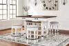 Ashley Furniture D546/32/324(4) Valebeck - 5 Pc. - Counter Table With Wine Rack, 4 Swivel Stools - White / Brown