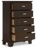 Ashley Furniture B441/31/36/46/53/83/92(2) Ashley Furniture B441/31/36/46/53/83/92(2) Covetown - 7 Pc. - Dresser, Mirror, Chest, Twin Panel Bed, 2 Nightstands - Dark Brown