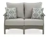 Ashley Furniture P802/835/820/701 Visola - 4 Pc. - Outdoor Loveseat, 2 Lounge Chairs And Coffee Table - Gray