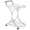 CoasterEveryday 910002 Elfman - 2-Tier Glass Shelf Metal Bar Cart - White And Chrome