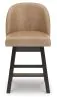 Ashley Furniture D618-324 Neymorton - Upholstered Swivel Faux Leather Barstool (Set of 2) - Dark Grayish Brown