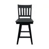 Intercon BS-BS-280W-BLK-K24 Wooden Barstool With Slat Back - Black