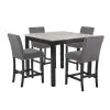 New Classic D400-52S-GRY Celeste - 5 Piece Marble Finish Counter Dining Set (Table & 4 Chairs) - Gray