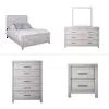 New Classic 00-3314-35C New Classic 00-3314-35C Biscayne - 5/0 Queen 5 Piece Bedroom Set (Bed, Dresser, Mirror, Chest, Nightstand) - Gray