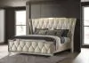 Coaster Fine Furniture 222661Q Lorient - Queen LED Upholstered Wingback Bed - Ivory And Camel