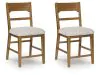 Ashley Furniture D974-224 Cabalynn - Upholstered Barstool (Set of 2) - Oatmeal / Light Brown