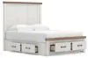 Ashley Furniture B4615B16 Savonport - Queen Panel Storage Bed With Storage Footboard And 2 Under Bed Storage Units - White / Brown