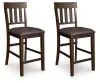 Ashley Furniture D596-124 Haddigan - Upholstered Barstool (Set of 2) - Dark Brown