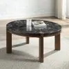 ACME LV06885 Estella - Coffee Table With Natural Marble Top - Black Top & Walnut