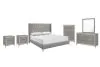 New Classic 00-3365G-16N New Classic 00-3365G-16N Huxley - 6/6 Eastern King 6 Piece Bedroom Set (Bed & Dresser & Mirror & Chest & 2 Nightstands) - Gray