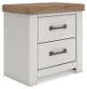 Benchcraft® B4615-92 Savonport - Two Drawer Night Stand - White / Brown