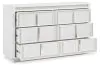 Ashley Furniture B822/31/36/57/54S/97 Ashley Furniture B822/31/36/57/54S/97 Chalanna - 5 Pc. - Dresser, Mirror, Queen Upholstered Storage Bed - White