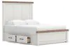 Ashley Furniture B4615B14 Ashley Furniture B4615B14 Savonport - Queen Panel Bed With 2 Under Bed Storage Units - White / Brown