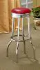 CoasterEveryday 2299R Retro - Upholstered Metal Swivel Bar Stool (Set of 2) - Red