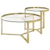 CoasterEssence 930251 Delia - 2 Piece Round Glass Top Nesting Coffee Table - Gold